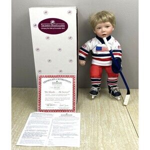 Ashton-Drake He Shoots He Scores Porcelain Doll USA Hockey Doll in Original Box